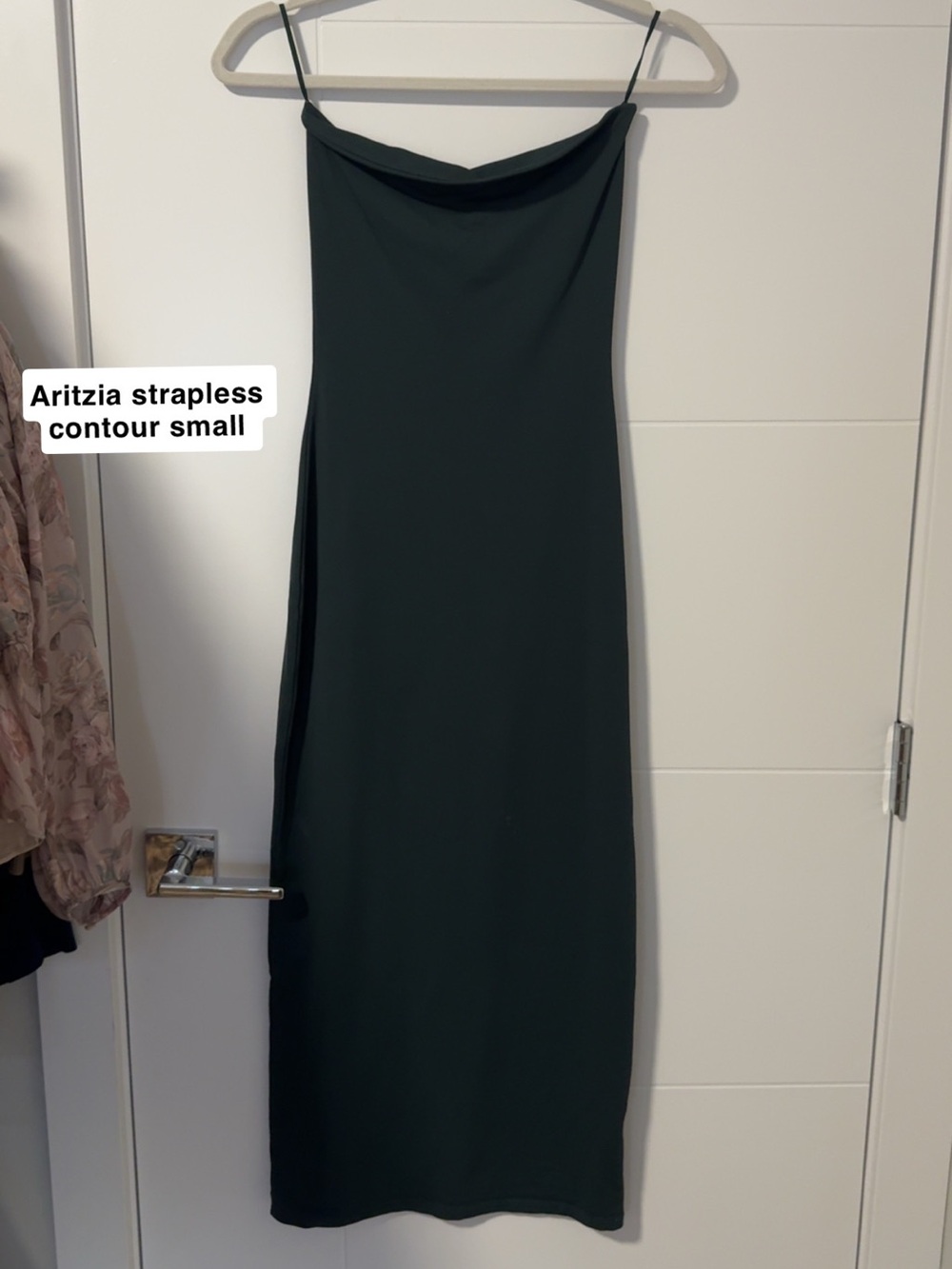 Aritzia Strapless Contour Dress in Dark Green